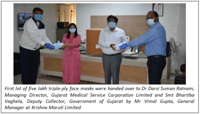 Maruti Suzuki JV Krishna Maruti commits 10 lakh masks to Gujarat Govt